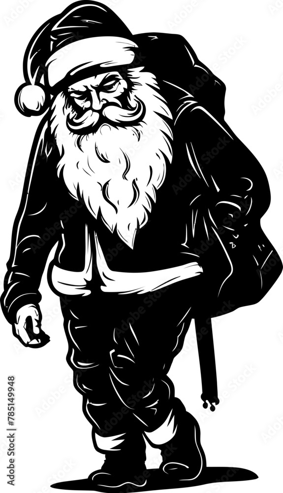 Fototapeta premium Fatigued St. Nick Weighted Bag Logo Drained Claus Bag Bearing Icon