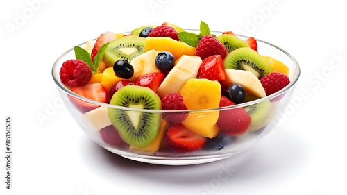 Fresh fruit salad on white background