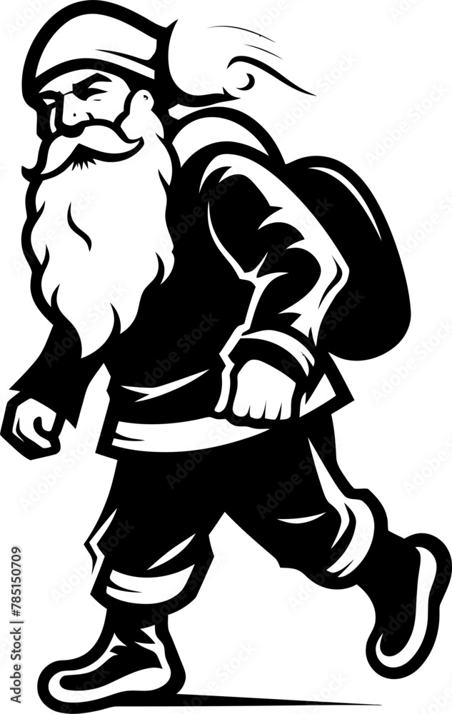 Exhausted Father Christmas Fatigued Shoulder Icon Fatigued Santa Laden Bag Emblem