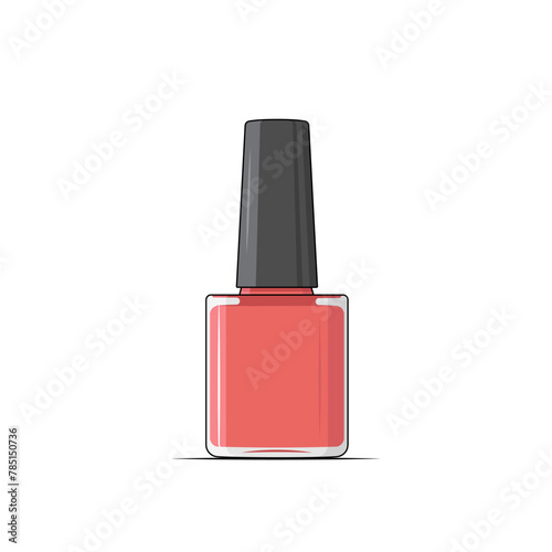 regular nail polish, red varnish bottle, spa salon, manicure vector illustration