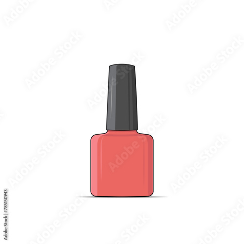 red gel nail polish bottle, manicure, spa salon, simple vector illustration