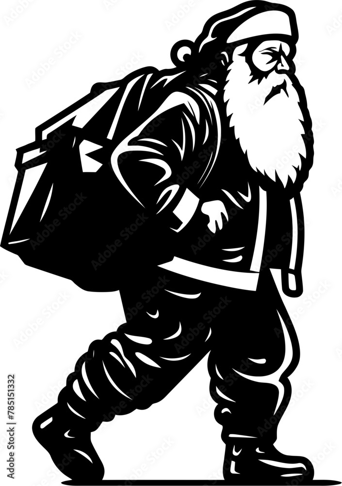Drained Claus Weary Shoulder Icon Santas Fatigue Bag on Shoulder Emblem