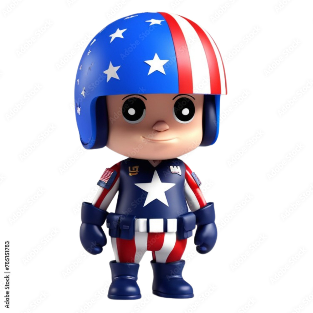 3d render of an american soldier with flag on Isolated transparent background png. generated with AI 3d render of an american soldier with flag on Isolated transparent background png. generated with AI