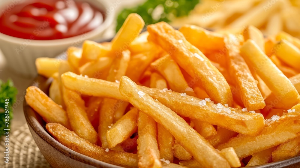 Tasty french fries and ketchup, delicious food. Tasty french fries and ketchup, delicious food.