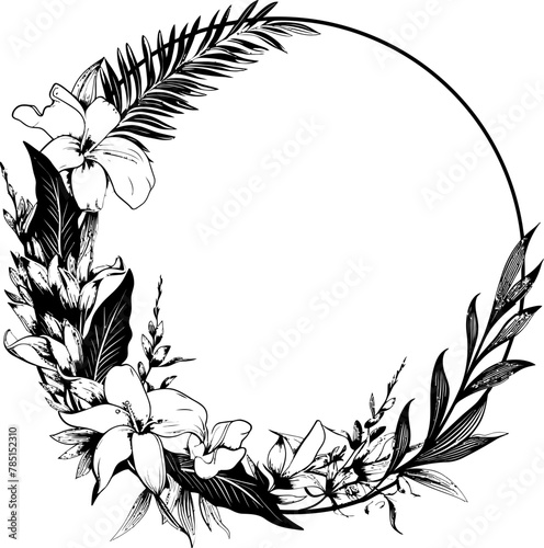 Tropical Tracery Exotic Foliage Boundary Design Floral Fantasy Tropical Bloom Icon