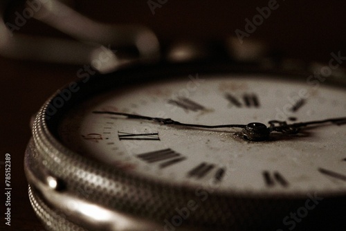 Closeup shot of details on a vintage old clock