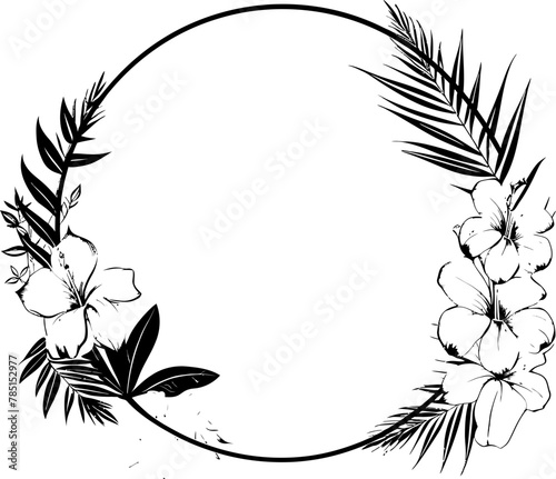 Tropical Tracery Plant and Flower Vector Logo Marigold Margin Exotic Bloom Emblem