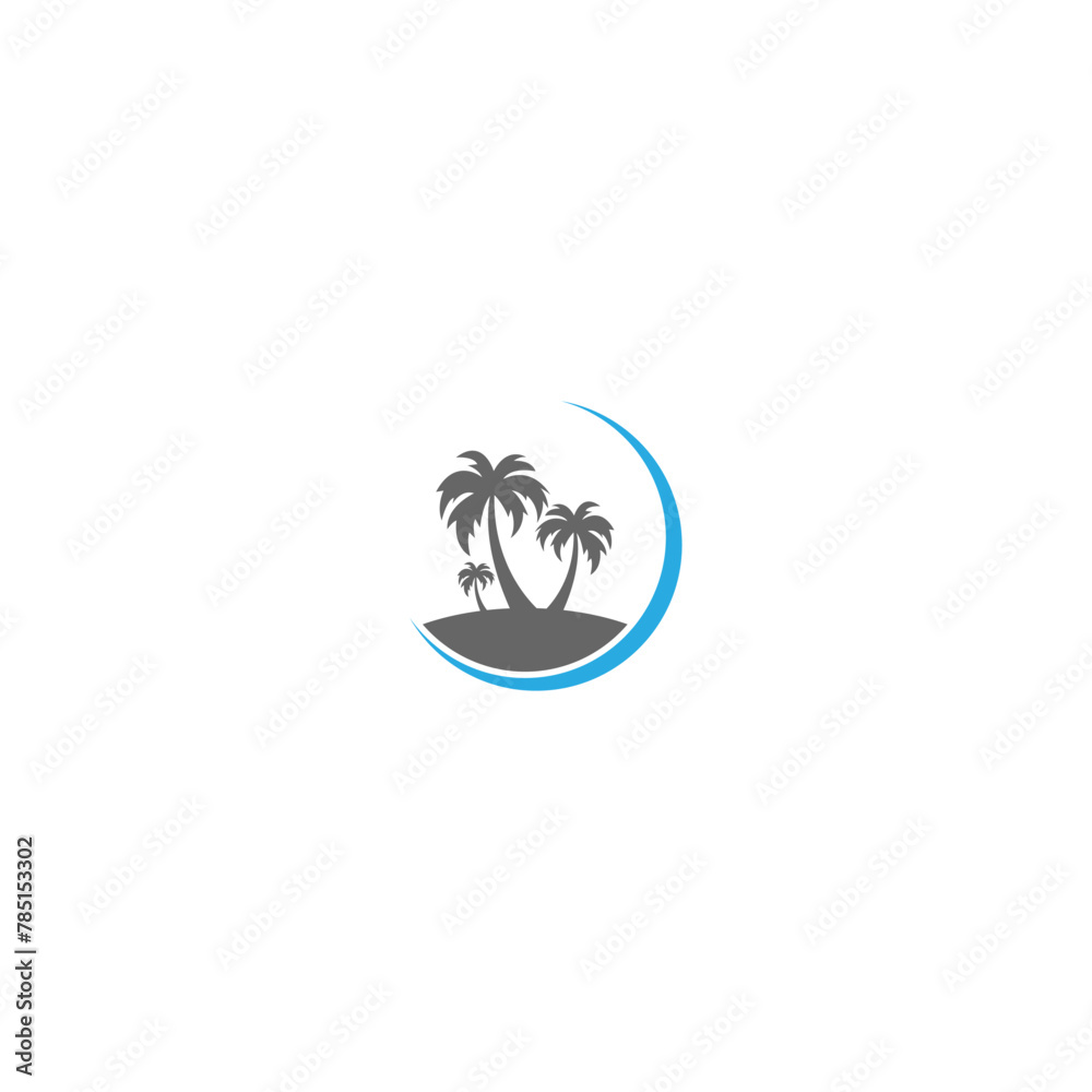 Digital illustration of a creative round palm tree brand logo design for businesses