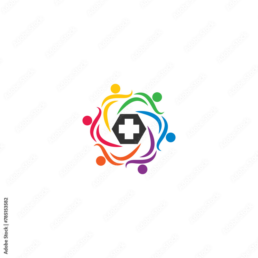 Digital illustration of a creative colorful human medical team brand logo design for businesses Digital illustration of a creative colorful human medical team brand logo design for businesses