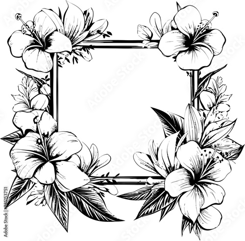 Lily Loom Flowering Border Frame Tropical Trellis Plant and Flower Logo