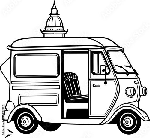 Tuk Tuk Transit Rickshaw Vector Logo City Scuttler Tuk Tuk Icon Emblem