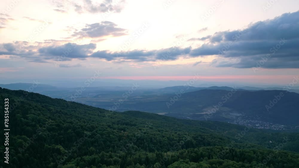 Peaceful Aerial View of the Vitosha Mountain and Surrounding Valley in the Color of Summer Twilight Peaceful Aerial View of the Vitosha Mountain and Surrounding Valley in the Color of Summer Twilight