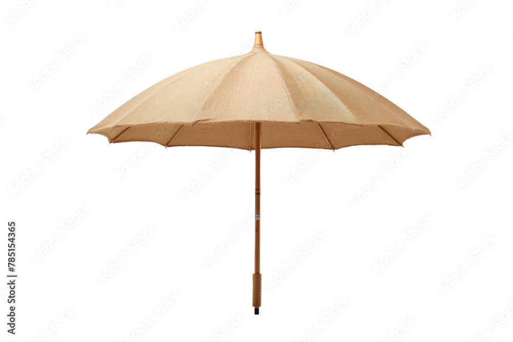Dancing in Rain: Umbrella Gracefully Standing on White. On White or PNG Transparent Background.