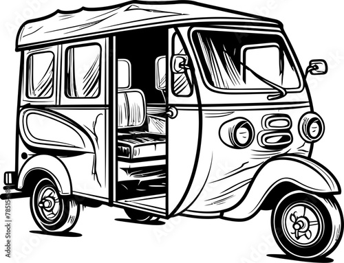 Street Surfer Rickshaw Emblem Tuk Tuk Transit Rickshaw Vector Icon