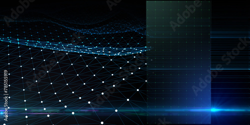 Abstract  background wireframe grid from points and lines. Technology wireframe concept  virtual net. Banner for business, science and technology data analytics. Big Data.