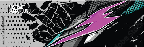 Branding Car Decal Wrap Design. Abstract Striped Racing Background Kit for Vehicles - Vector Graphics