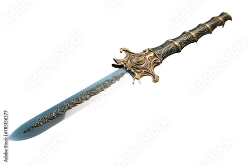 Gleaming Blade Rests in Silence. On White or PNG Transparent Background.