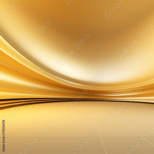 Gold background, gradient gold wall, abstract banner, studio room. Background for product display with copy space