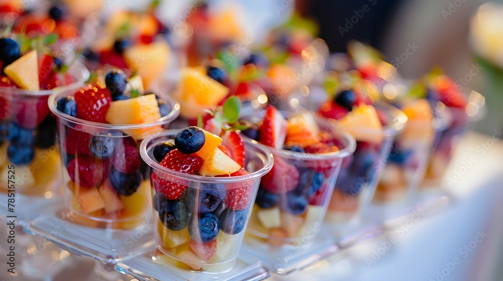 Dessert cups with fruit, dessert table