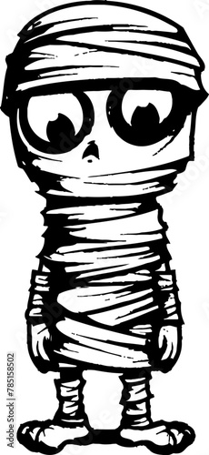 Retro Rattle Romance Cute Creepy Mummy Icon Cryptic Charm Vintage Mummy Emblem