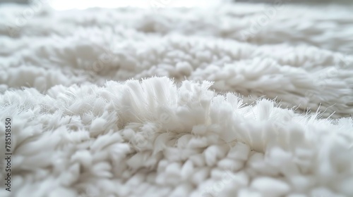 Detailed view of a white high-shag rug