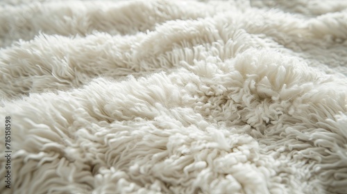 Detailed view of a white high-shag rug