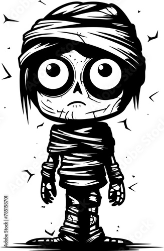 Wrapped Wonders Vintage Mummy Icon Ancient Affection Cute Creepy Mummy Emblem