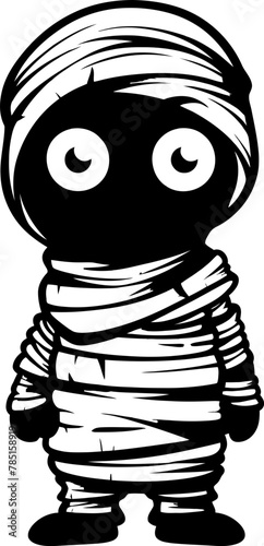 Quirky Coffin Cutie Vintage Mummy Icon Cryptic Cuteness Cute Creepy Mummy Emblem