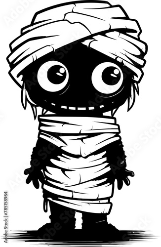 Coffin Cuteness Creepy Mummy Logo Hauntingly Happy Vintage Mummy Symbol