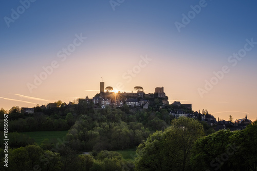 Sunrise over the medieval fortified village of Turenne in the Correze department of France