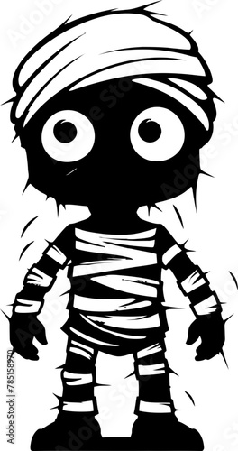 Retro Rattle Romance Cute Creepy Mummy Icon Tomb Tenderness Vintage Mummy Emblem