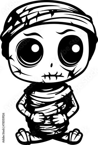 Hauntingly Happy Creepy Mummy Vector Symbol Nostalgic Nightwalker Vintage Mummy Logo Design