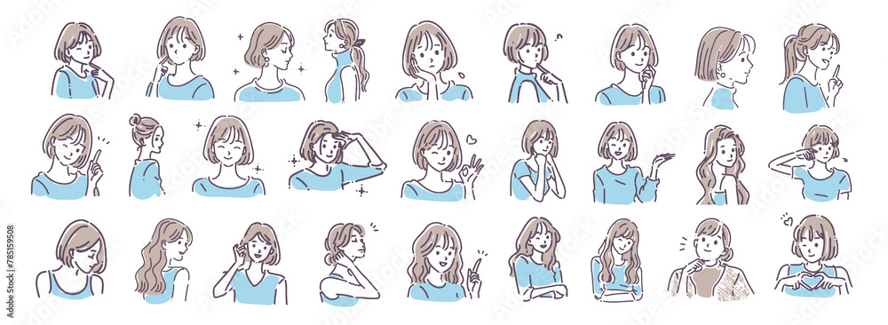 女性・女の子のイラスト素材セット 女性・女の子のイラスト素材セット
