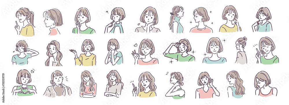 女性・女の子のイラスト素材セット 女性・女の子のイラスト素材セット