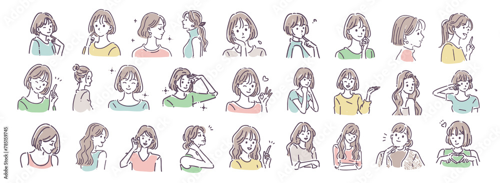 女性・女の子のイラスト素材セット 女性・女の子のイラスト素材セット