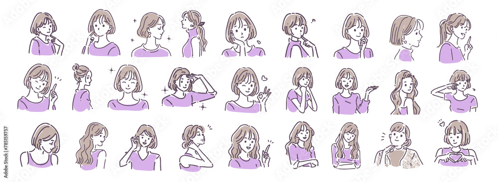 女性・女の子のイラスト素材セット 女性・女の子のイラスト素材セット