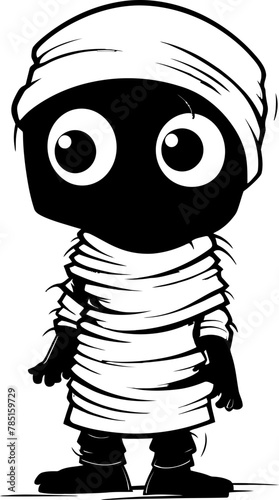 Retro Tomb Terrors Vintage Mummy Logo Design Quirky Crypt Keeper Creepy Mummy Icon
