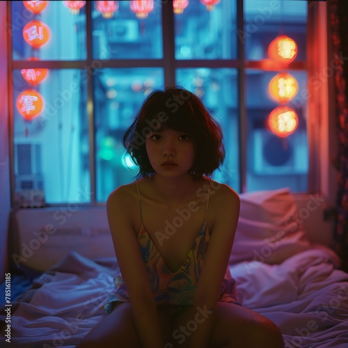 portrait of a woman in a bedroom