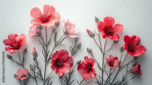 flowers and plants on a minimalist white background  captured in stunning 16k full ultra HD  their natural beauty and elegance showcased with cinematic precision.