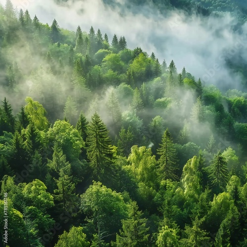 misty morning in the forest