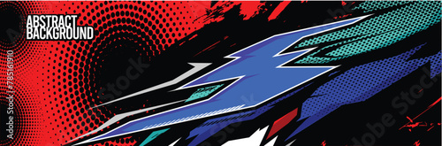 Branding Car Decal Wrap Design. Abstract Striped Racing Background Kit for Vehicles - Vector Graphics