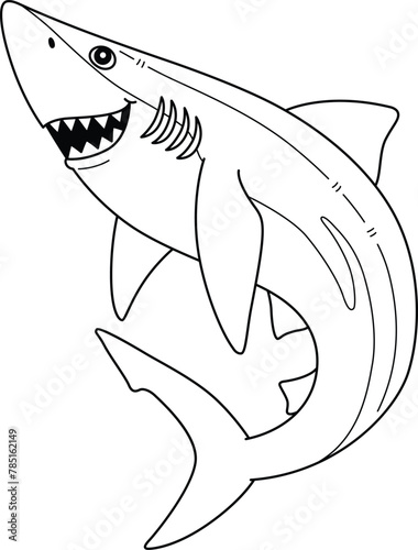 Great Blue Shark Isolated Coloring Page for Kids