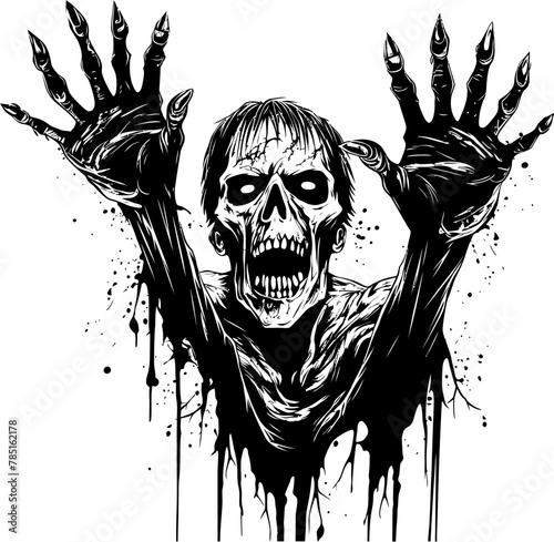 Cadaverous Clutch Iconic Zombie Hands Symbol Nightmarish Nip Zombie Hands Logo Design
