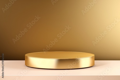 Gold minimal background with cylinder pedestal podium for product display presentation mock up in 3d rendering illustration vector design © GalleryGlider