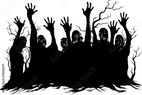 Undead Embrace Zombie Hands Logo Grasping Ghouls Vector Icon Design