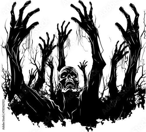 Ghastly Grip Symbolic Zombie Hands Rotting Reach Logo Icon