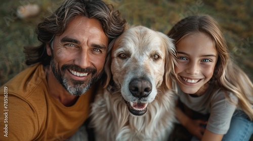 Man and Woman Posed With Dog