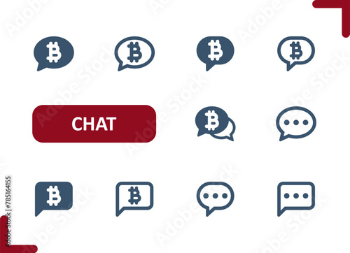 Chat Bubbles Icons. Speech Bubble, Message, Comment, Money, Bitcoin, Cryptocurrency Icon