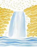 爽やかな水の流れ、夏、和、和風イメージの背景イラスト