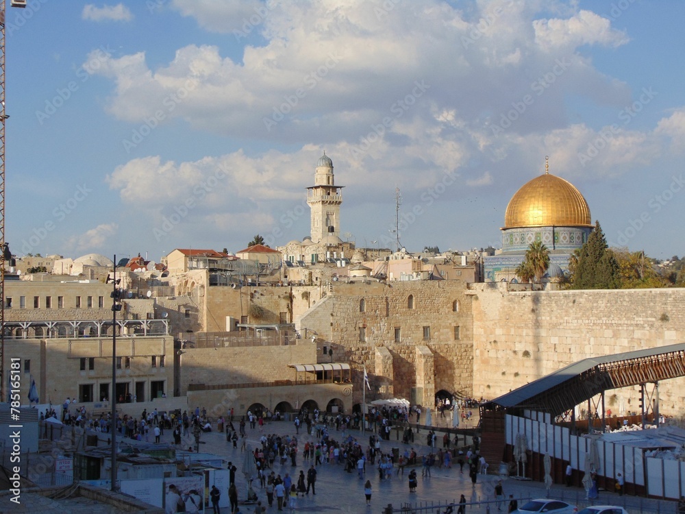 Aerial view of the famous Western Wall Shrine in Jerusalem, Israel